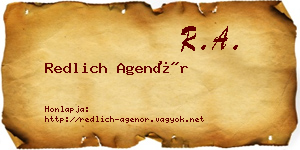 Redlich Agenór névjegykártya